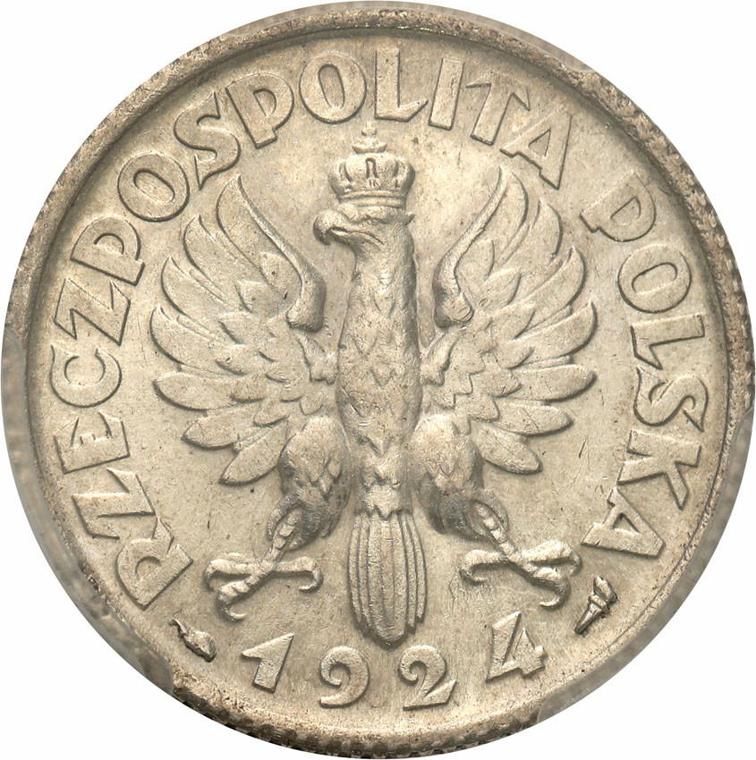 II RP. 1 złoty 1924 kobieta z kłosami PCGS AU58